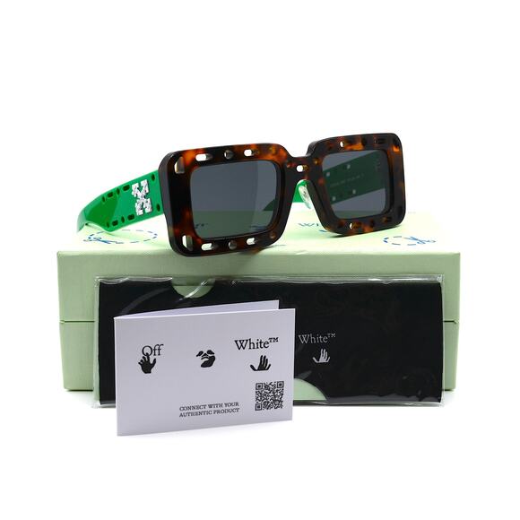Off-White Accessories - OFF-WHITE 0ER1025 HAVANA GREEN GREY WOMEN'S AUTHENTIC SUNGLASSES